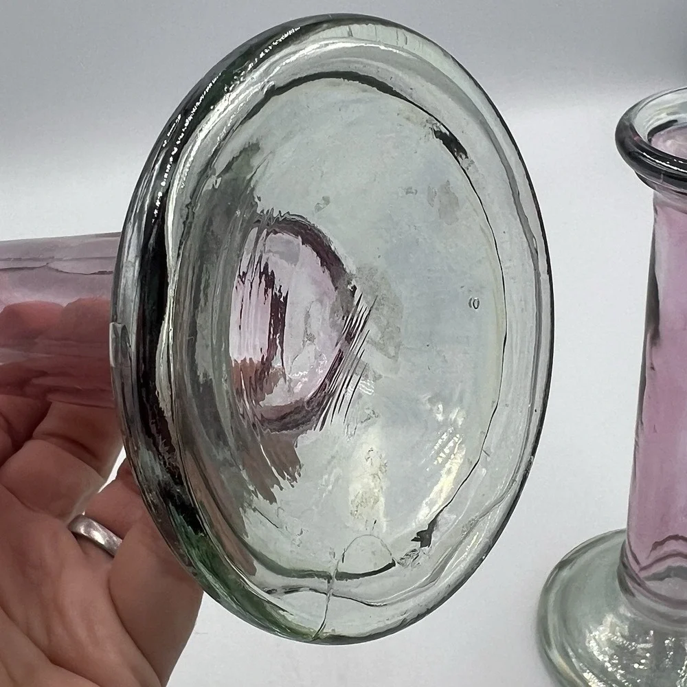 Fiesta Glass Made‎ In Spain Vases Candle Holders Set Of 2 Purple Iridescent